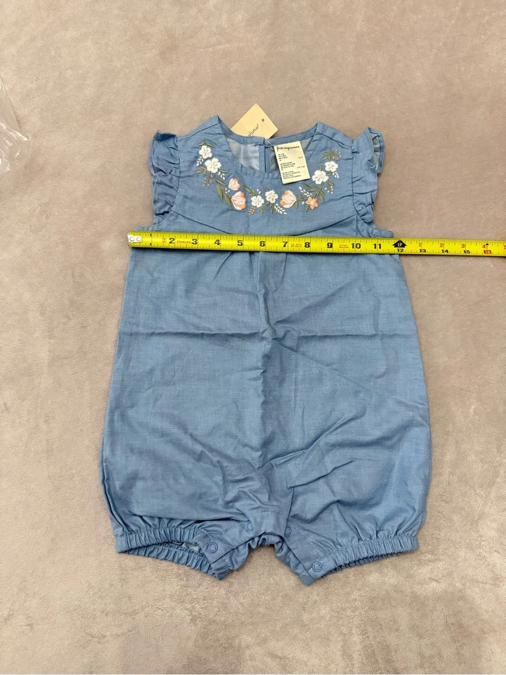 First Impressions Baby Girl Floral Embroidered Sunsuit Romper Light Wash 24M NWT